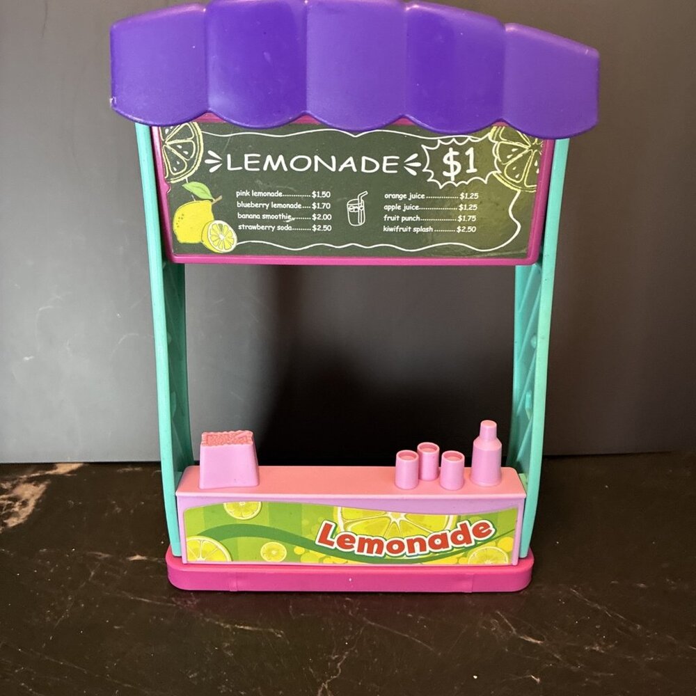 Kids Lemonade Stand Toy Pretend Play Food Drink Stand Summer Mini Playset